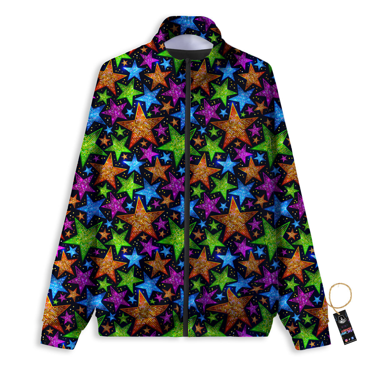Star Disco Sparkles Print Pattern Track Jacket-grizzshop
