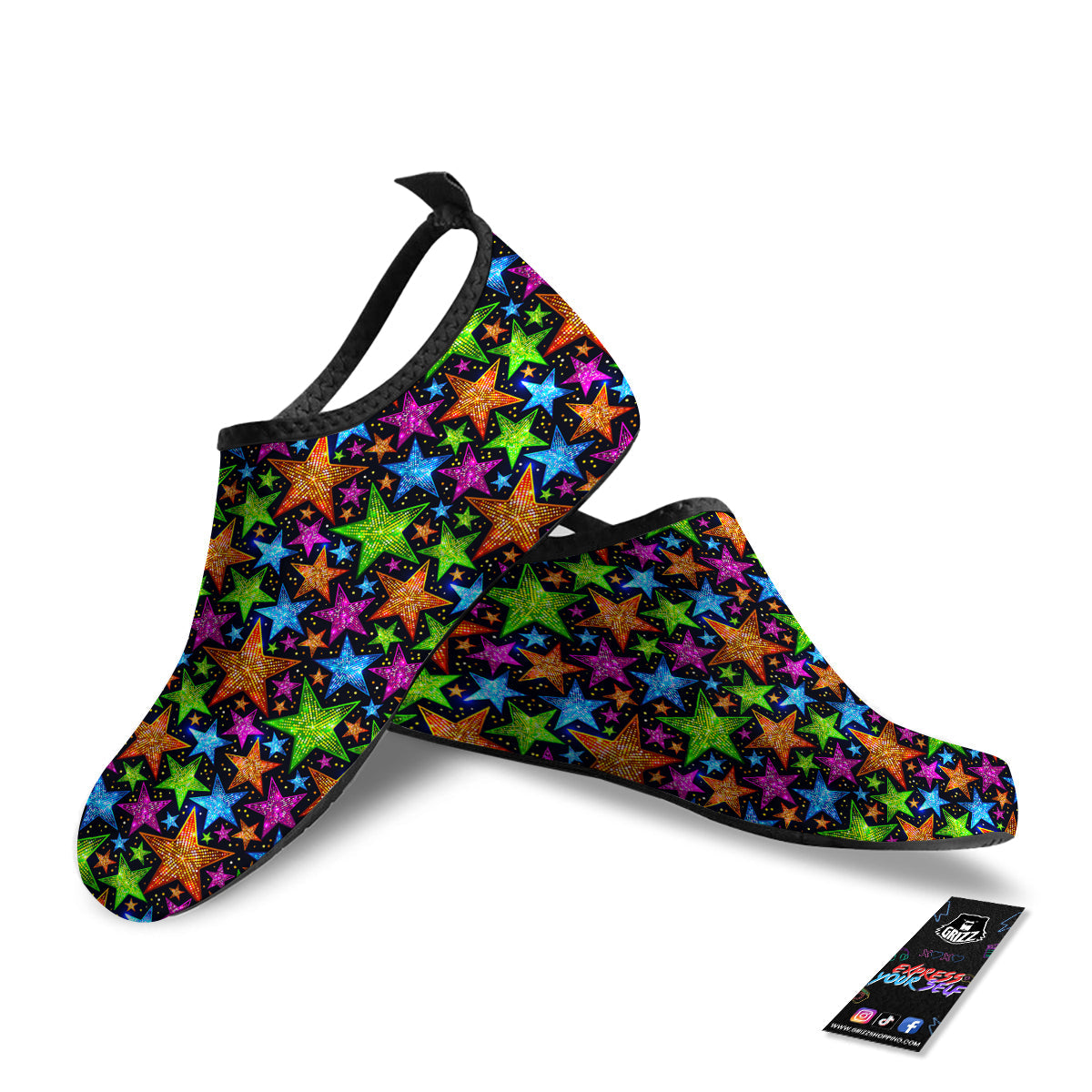Star Disco Sparkles Print Pattern Water Shoes-grizzshop