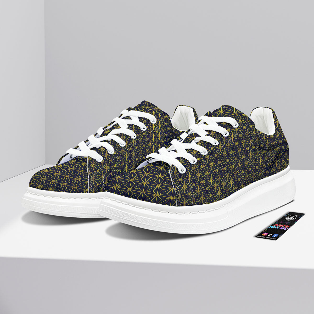 Star Geometric Print Pattern Platform Shoes-grizzshop
