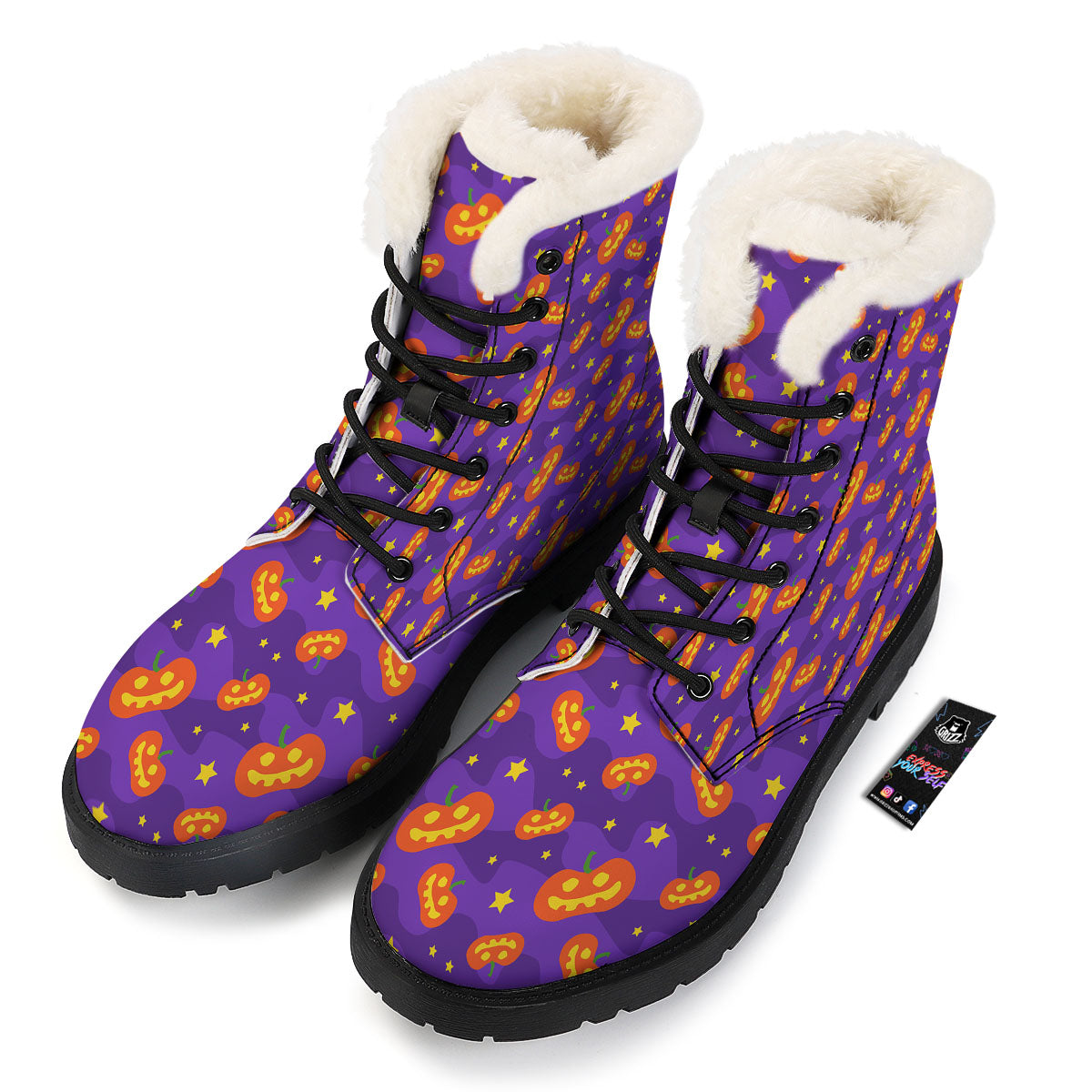 Star Halloween Print Pattern Winter Boots-grizzshop