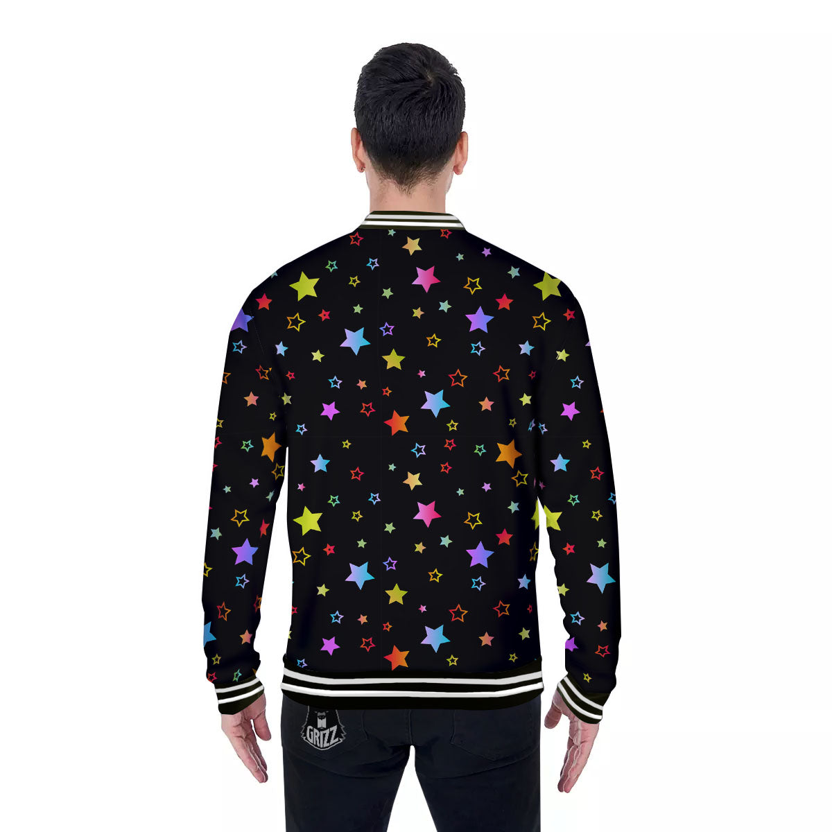 Star Lights Print Pattern Baseball Jacket-grizzshop