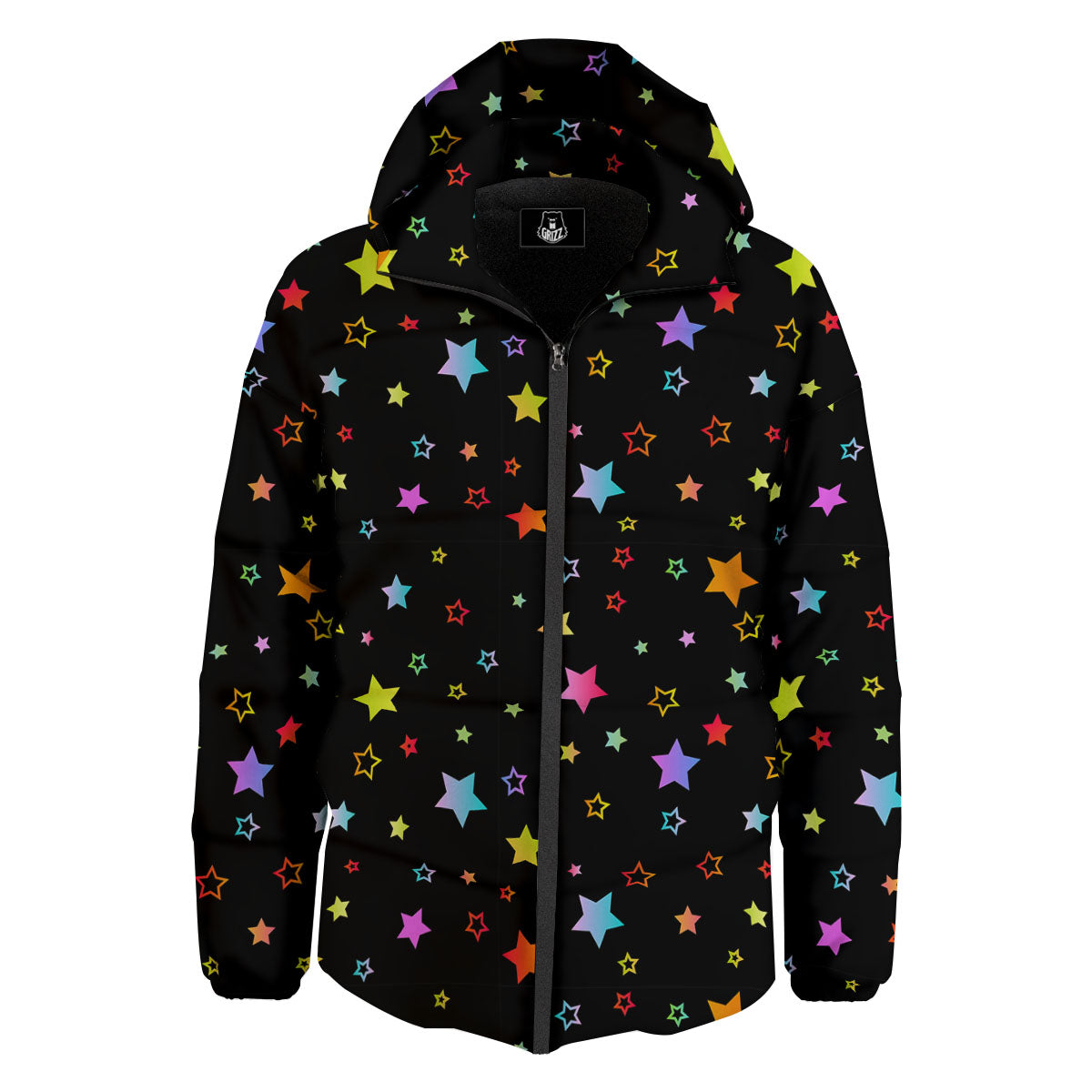 Star Lights Print Pattern Down Jacket-grizzshop