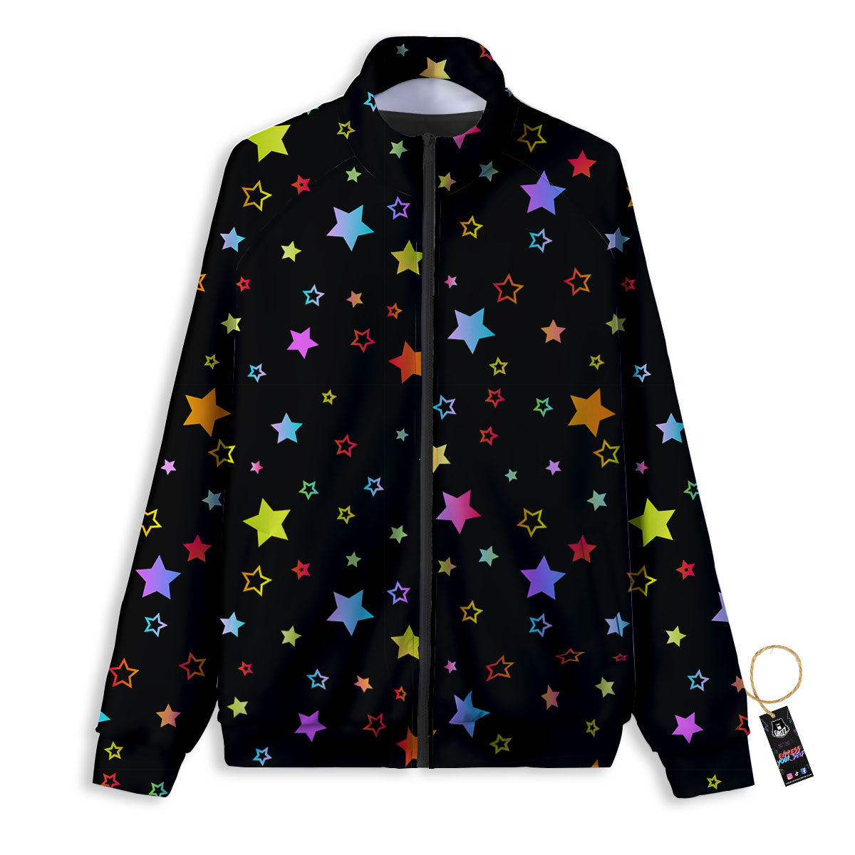 Star Lights Print Pattern Track Jacket-grizzshop