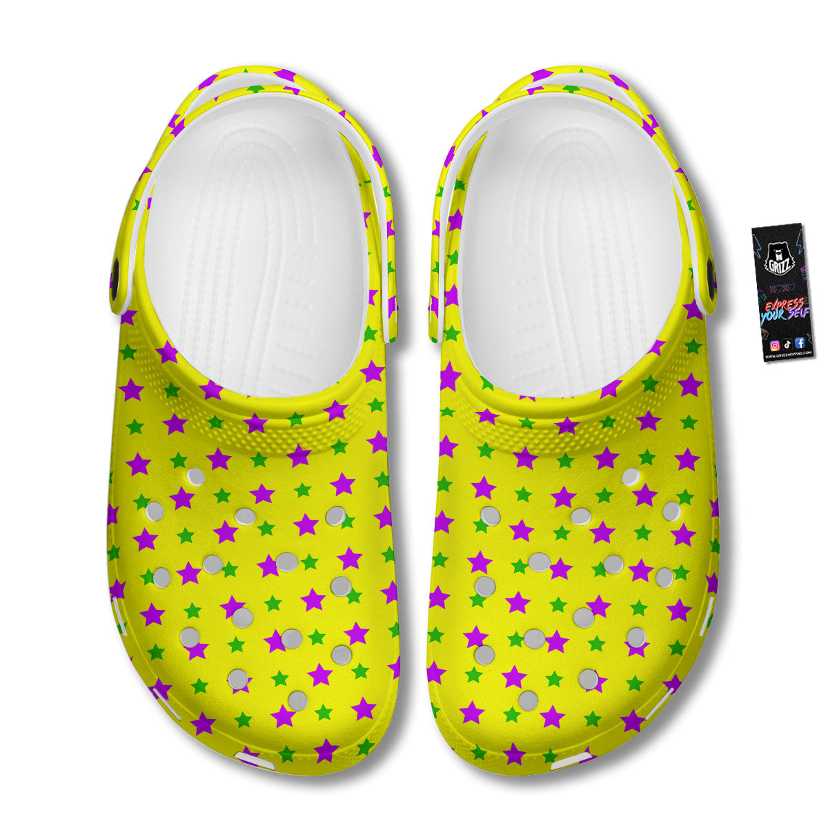 Star Mardi Gras Print Pattern Clog-grizzshop