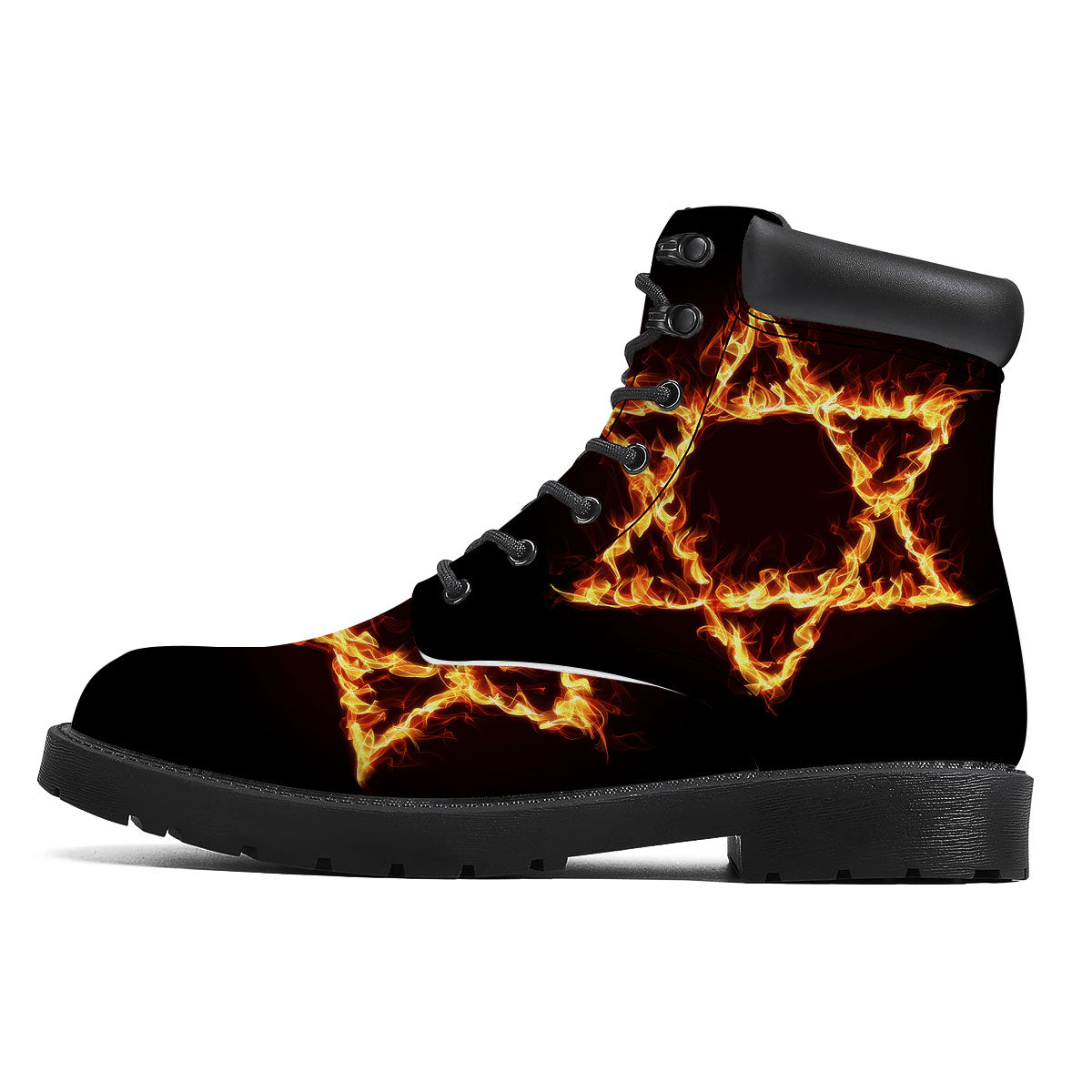 Star Of David Fiery Print Boots-grizzshop