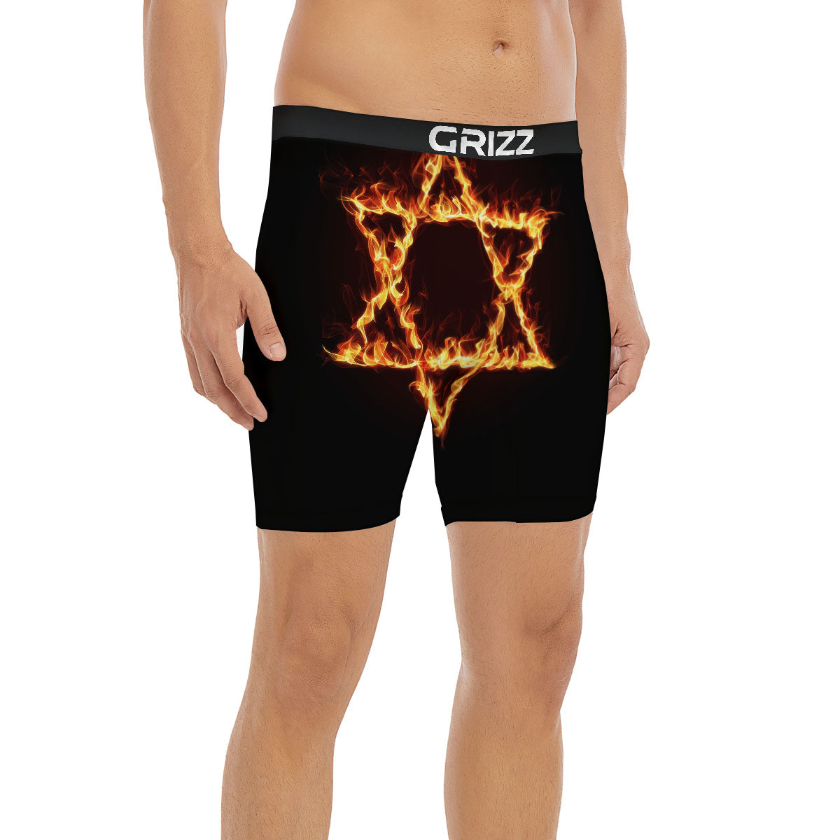 Star Of David Fiery Print Boxer Briefs-grizzshop