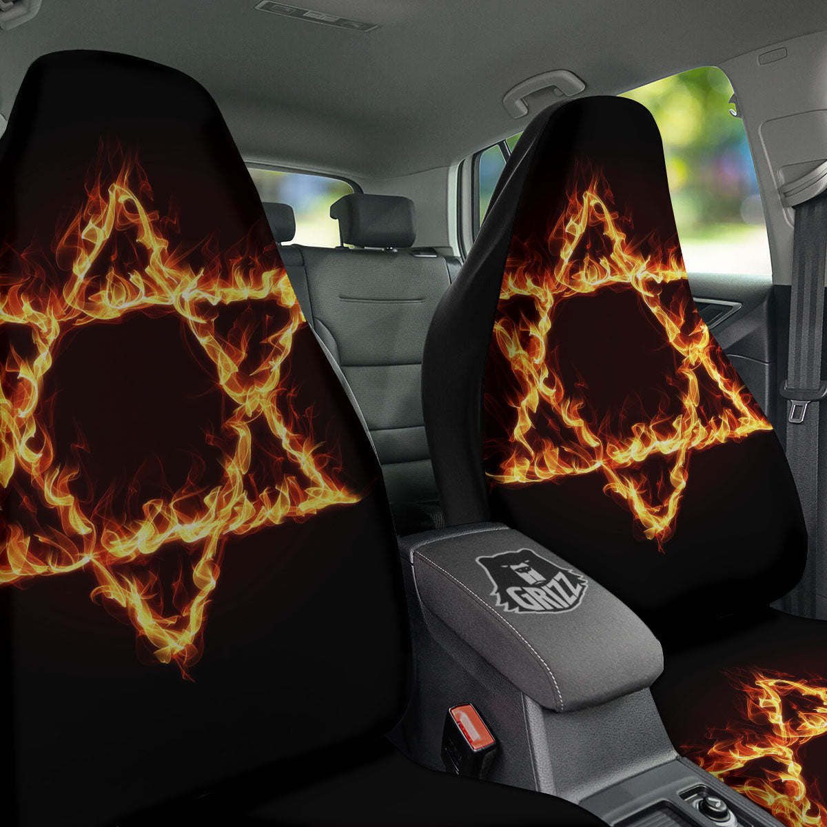 Star Of David Fiery Print Car Seat Covers-grizzshop