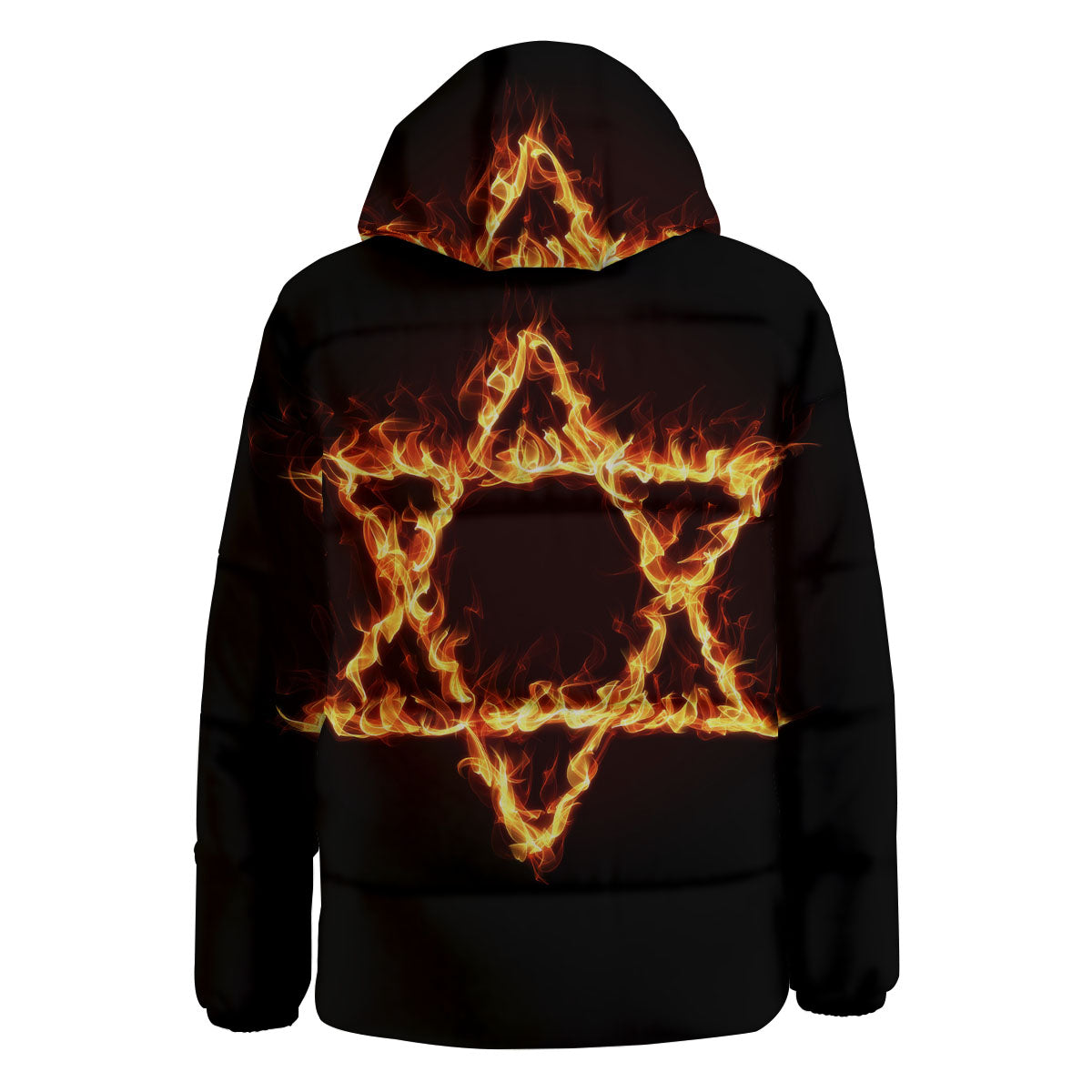 Star Of David Fiery Print Down Jacket-grizzshop