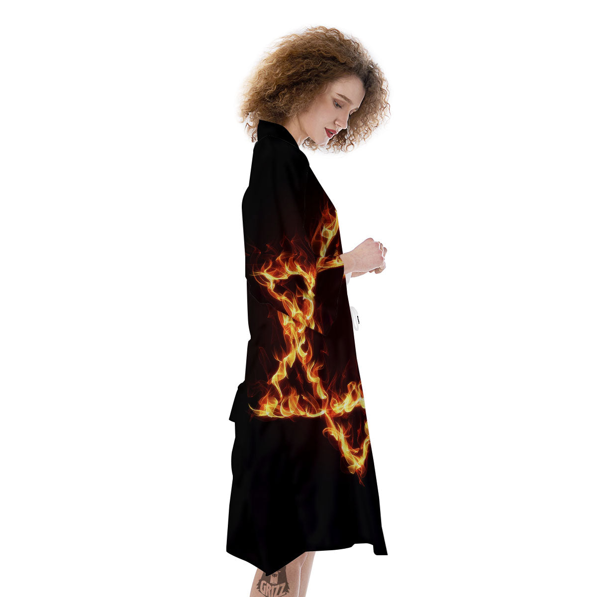 Star Of David Fiery Print Kimono-grizzshop