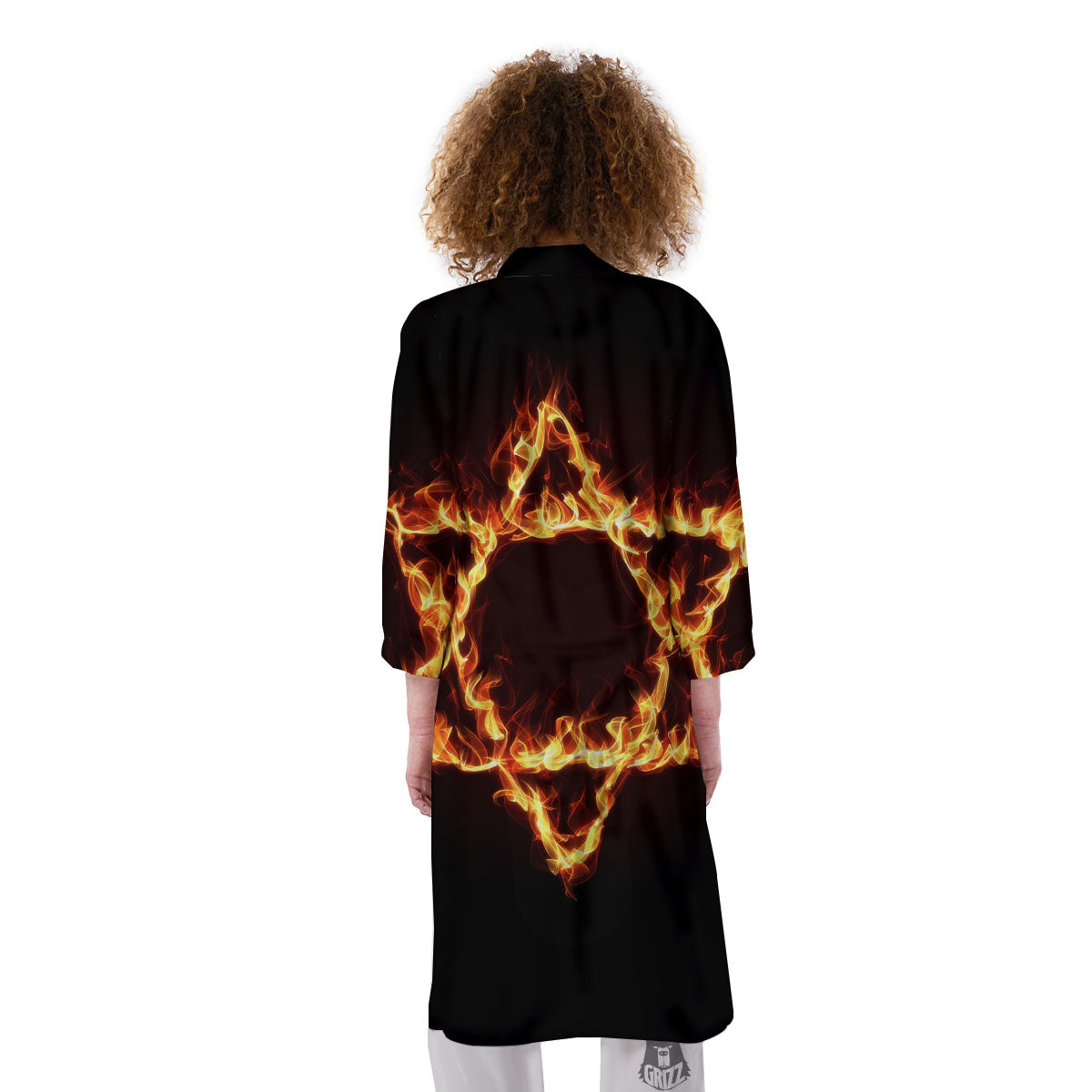Star Of David Fiery Print Kimono-grizzshop