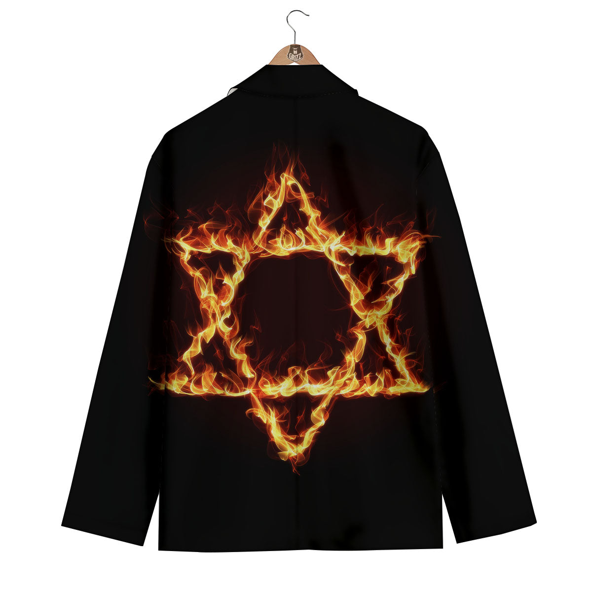 Star Of David Fiery Print Men's Blazer-grizzshop