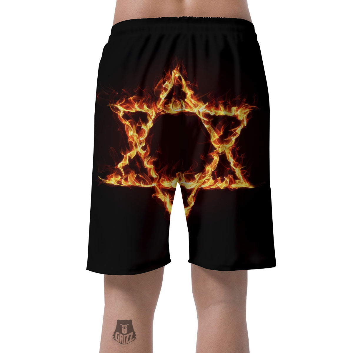 Star Of David Fiery Print Men's Shorts-grizzshop