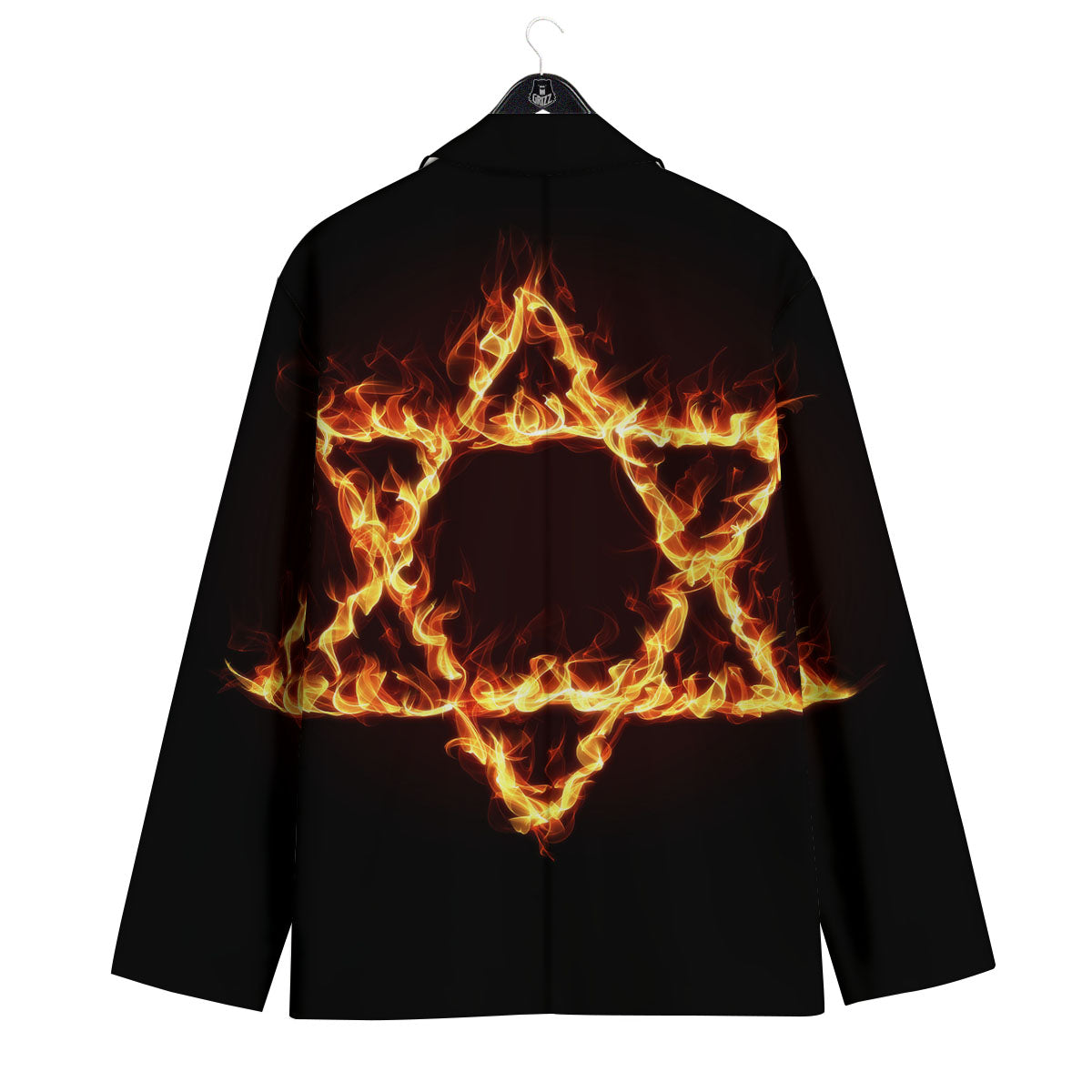 Star Of David Fiery Print Men's Sport Coat-grizzshop