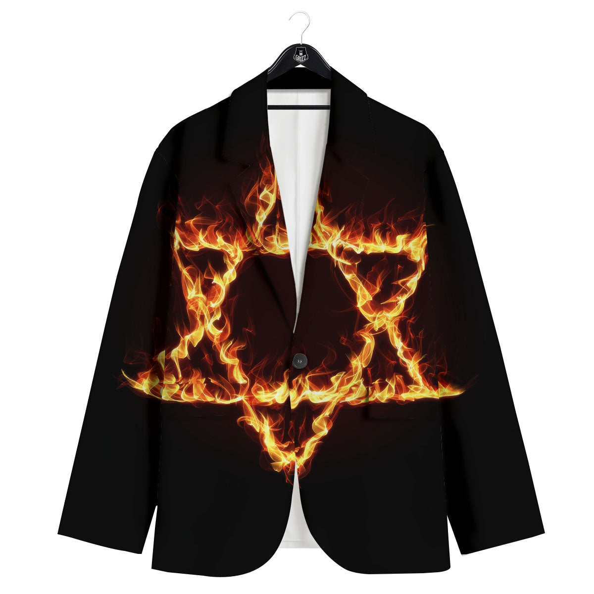 Star Of David Fiery Print Men's Sport Coat-grizzshop
