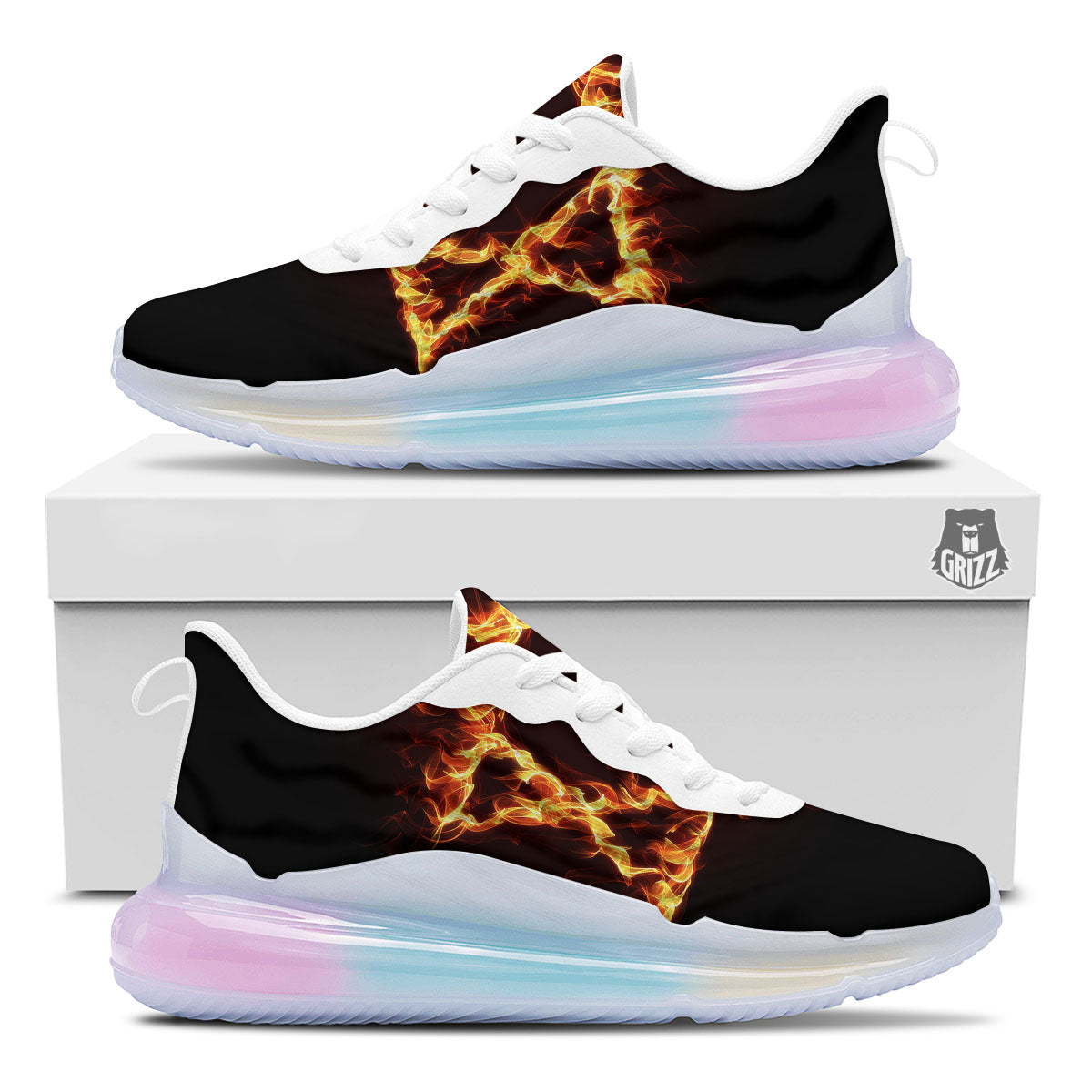 Star Of David Fiery Print Running Sneakers-grizzshop