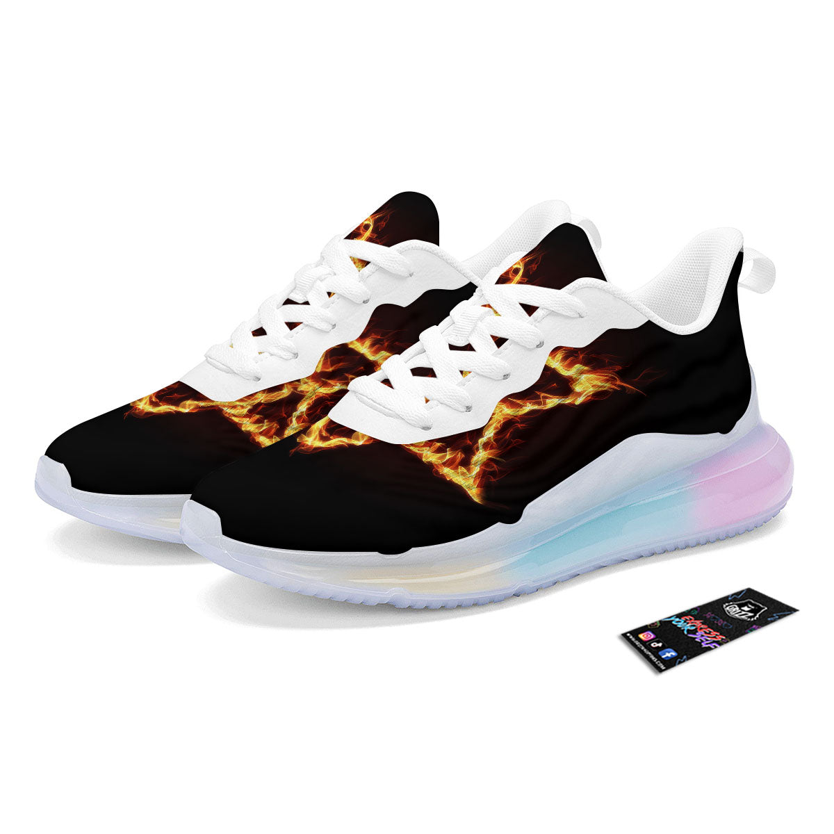 Star Of David Fiery Print Running Sneakers-grizzshop