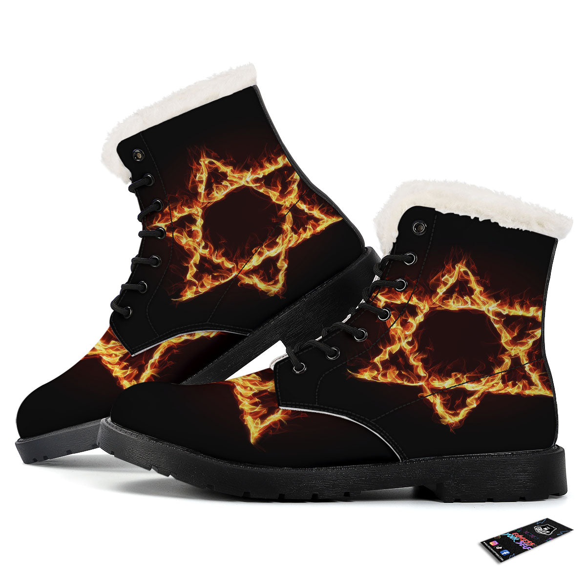 Star Of David Fiery Print Winter Boots-grizzshop