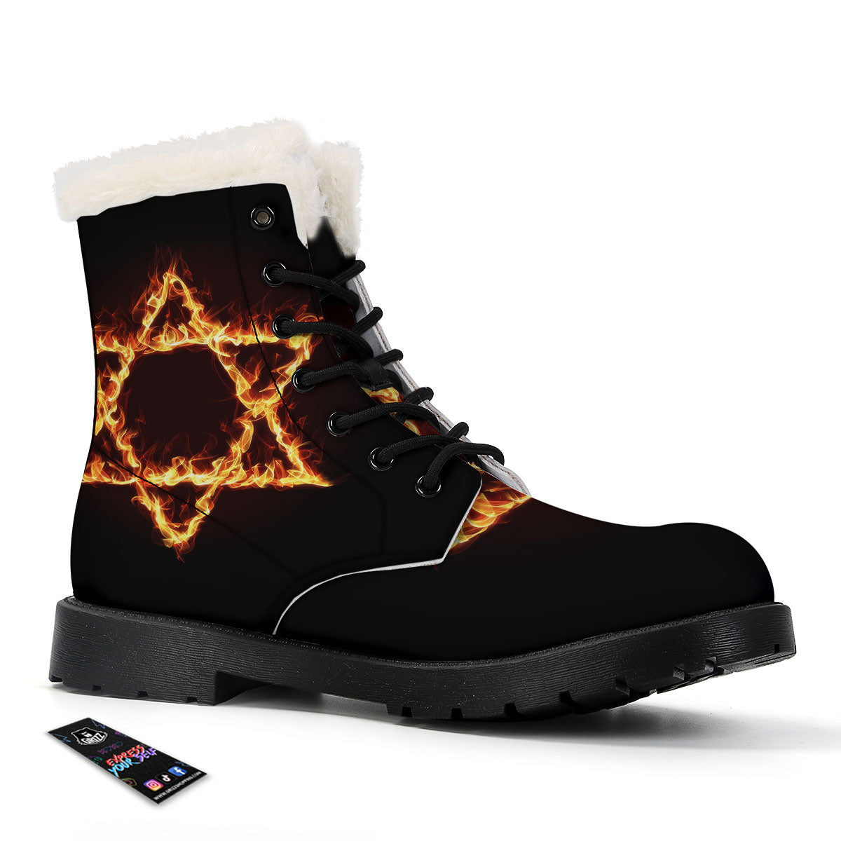 Star Of David Fiery Print Winter Boots-grizzshop