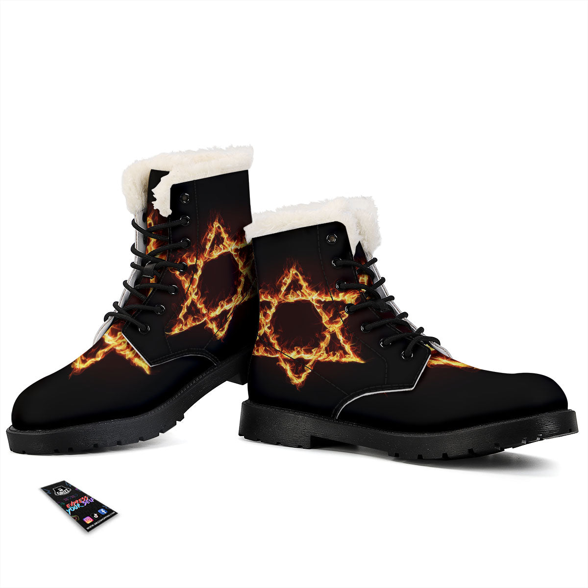 Star Of David Fiery Print Winter Boots-grizzshop