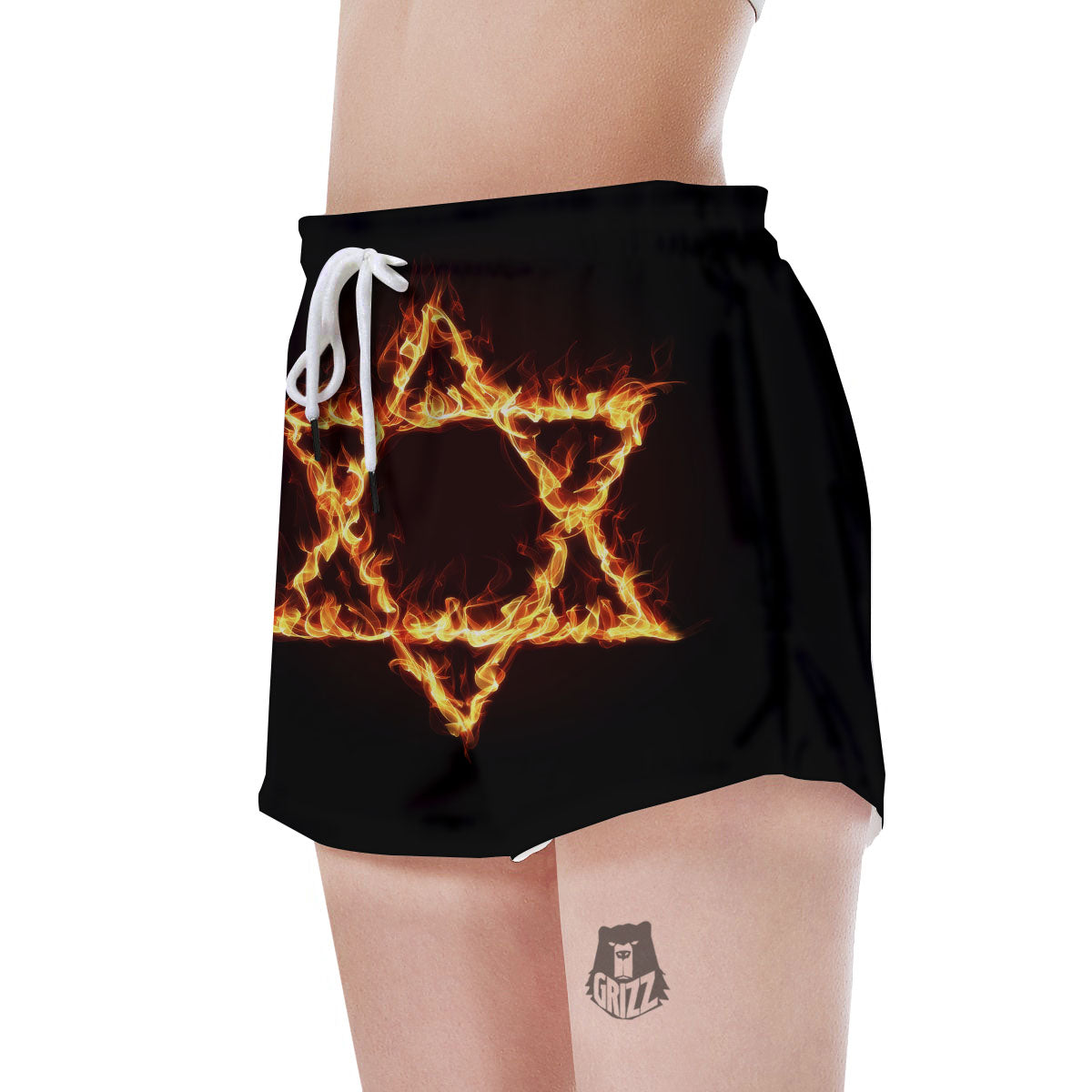 Star Of David Fiery Print Women's Shorts-grizzshop