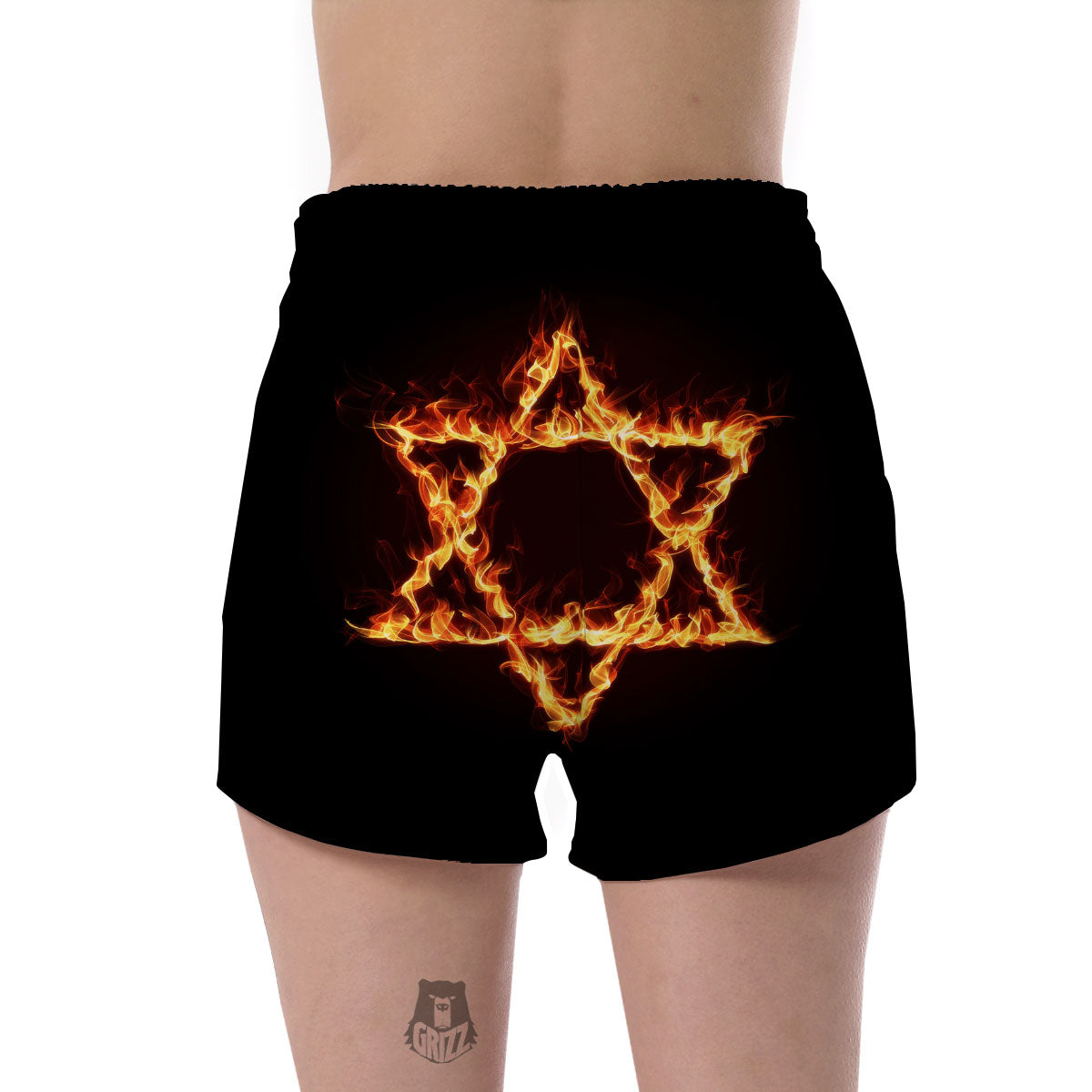 Star Of David Fiery Print Women's Shorts-grizzshop