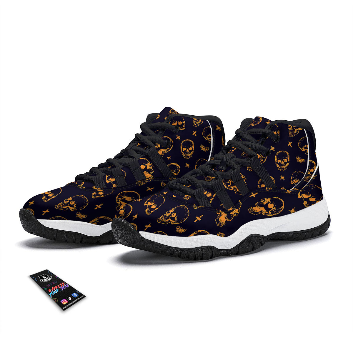 Star Of David Flaming Print Black Bball Shoes-grizzshop