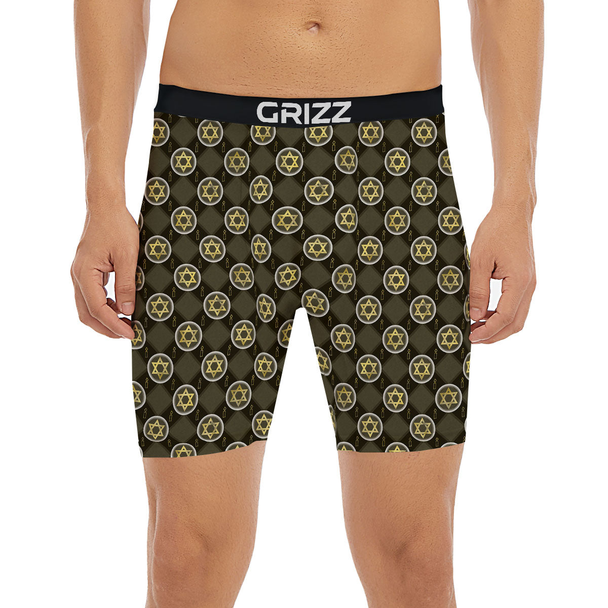 Star Of David Flaming Print Boxer Briefs-grizzshop