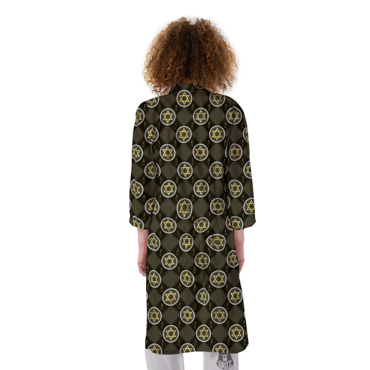 Star Of David Flaming Print Kimono-grizzshop