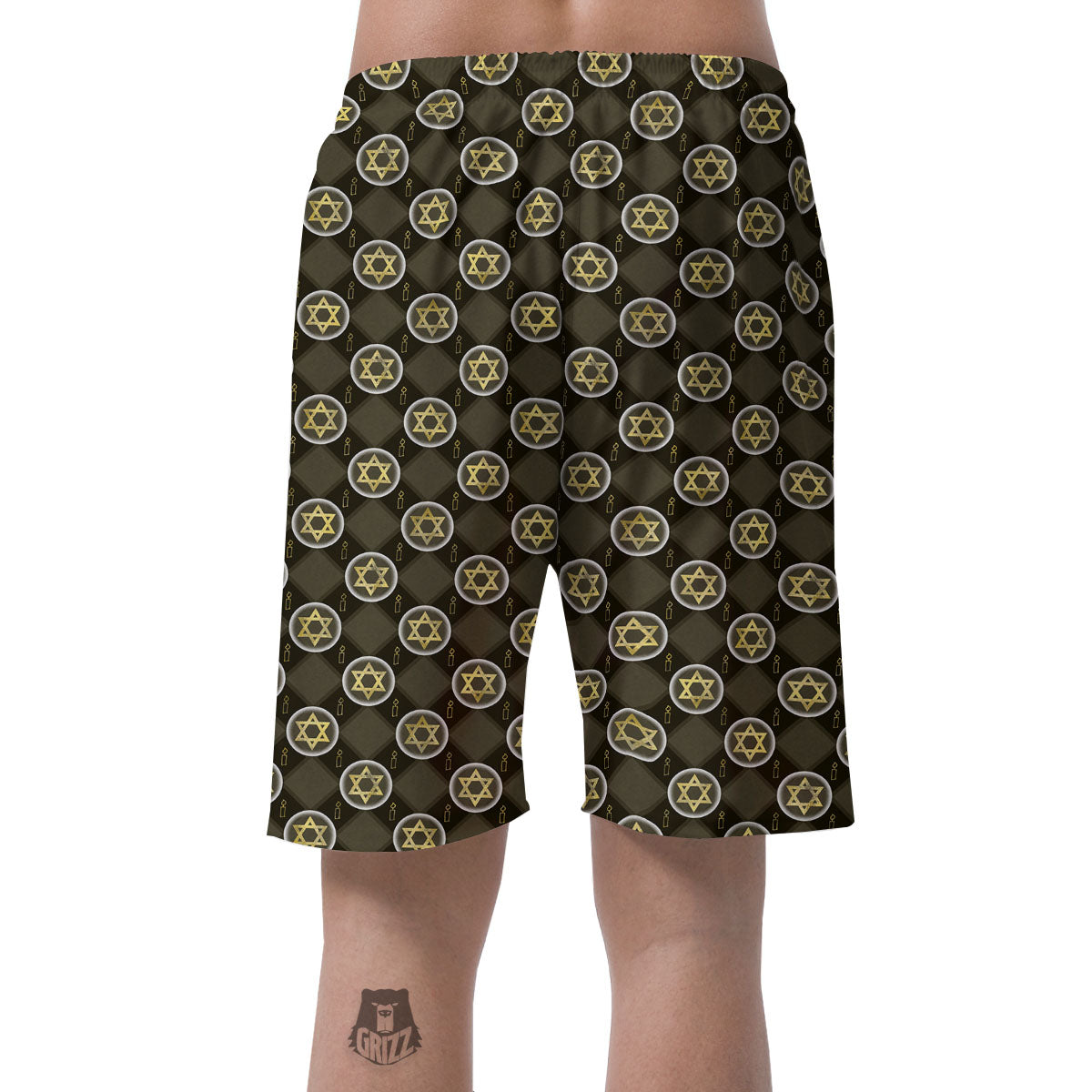 Star Of David Flaming Print Men's Shorts-grizzshop