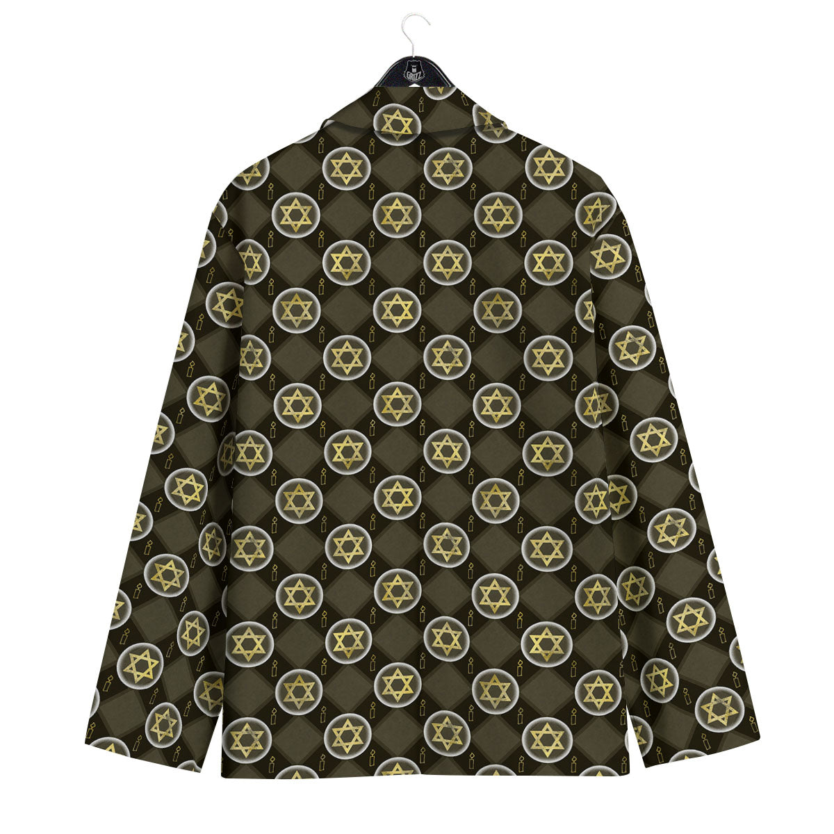Star Of David Flaming Print Men's Sport Coat-grizzshop
