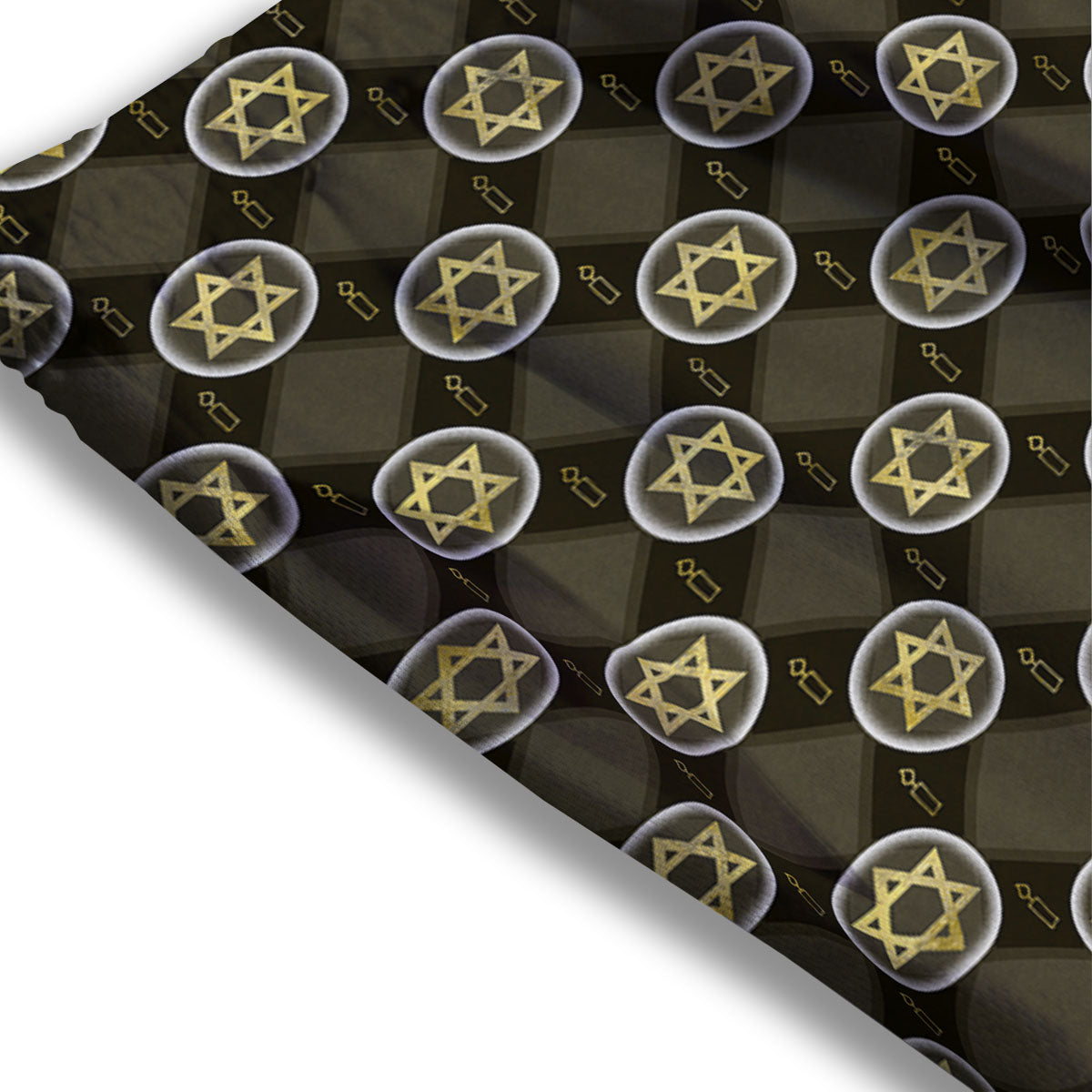 Star Of David Flaming Print Mesh Shorts