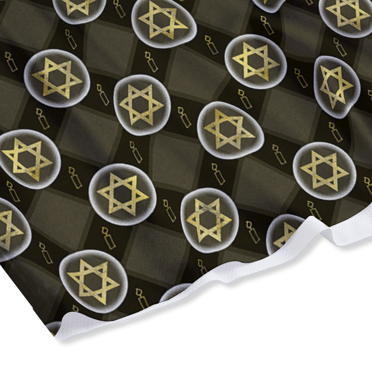 Star Of David Flaming Print Mesh Shorts