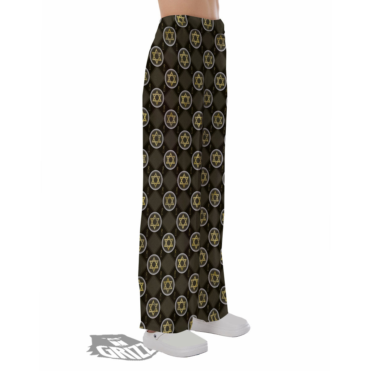 Star Of David Flaming Print Pajama Pants-grizzshop