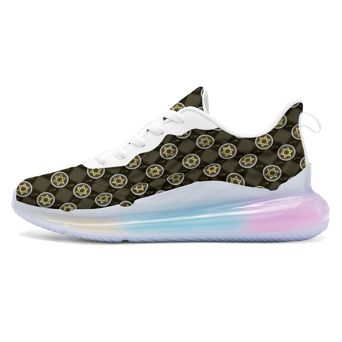 Star Of David Flaming Print Running Sneakers-grizzshop