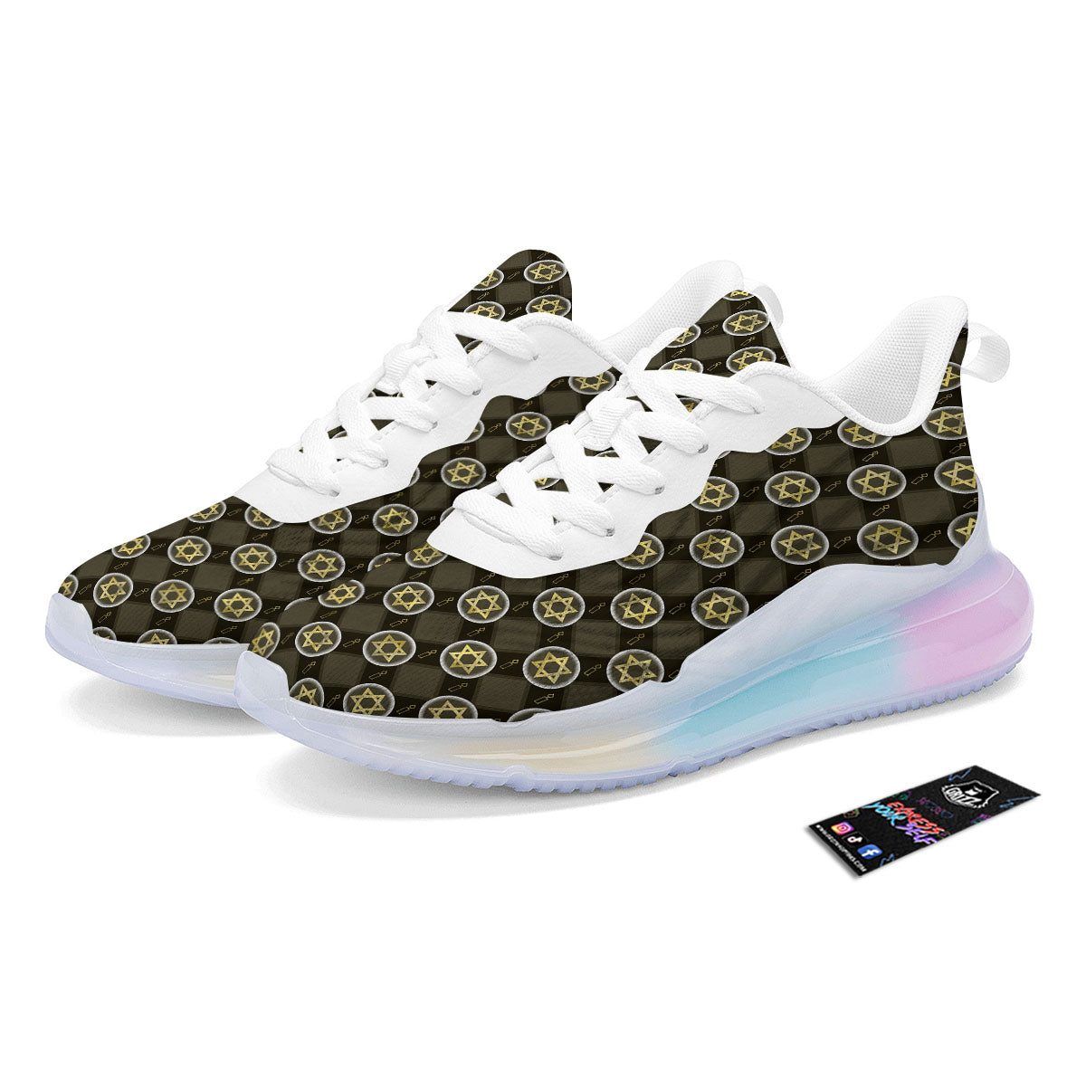 Star Of David Flaming Print Running Sneakers-grizzshop