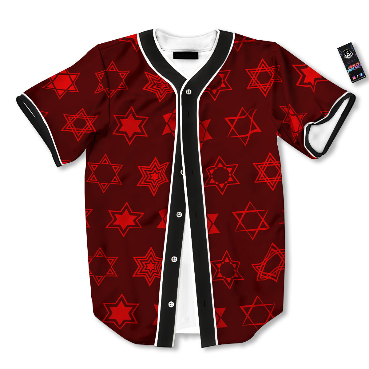Star Of David Geometric Print Baseball Jersey-grizzshop