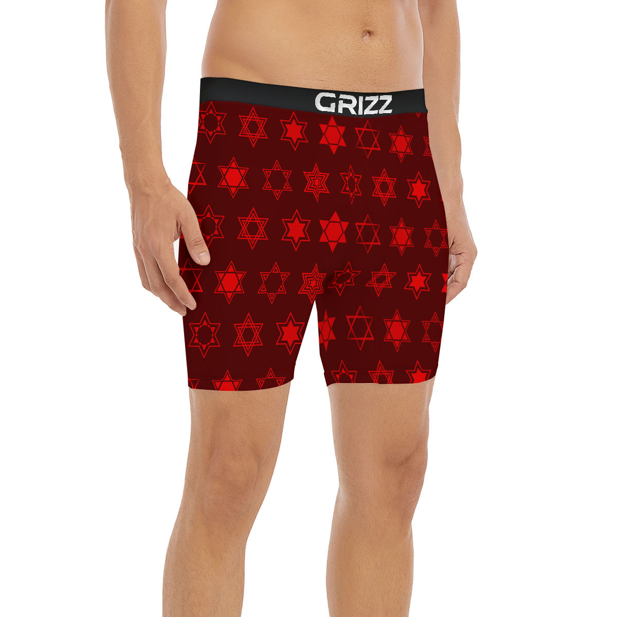 Star Of David Geometric Print Boxer Briefs-grizzshop