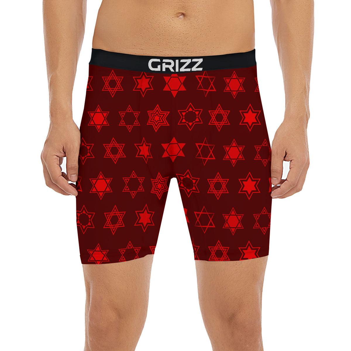 Star Of David Geometric Print Boxer Briefs-grizzshop