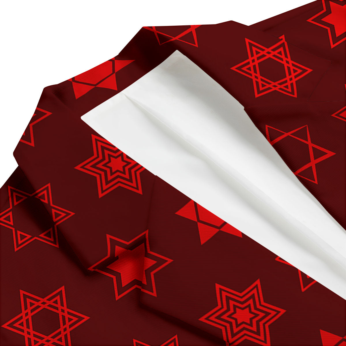 Star Of David Geometric Print Men's Blazer-grizzshop