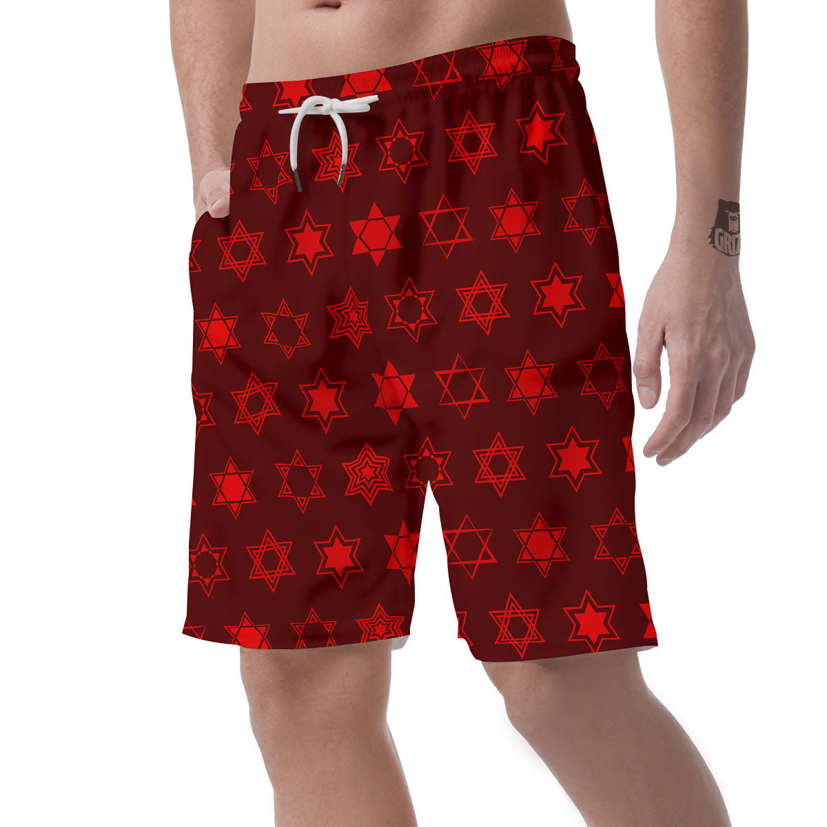 Star Of David Geometric Print Men's Shorts-grizzshop