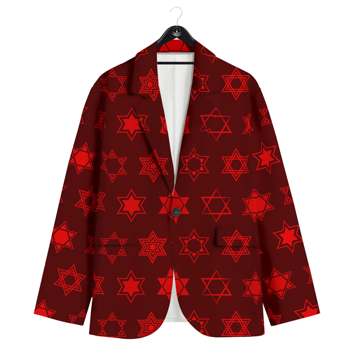 Star Of David Geometric Print Men's Sport Coat-grizzshop