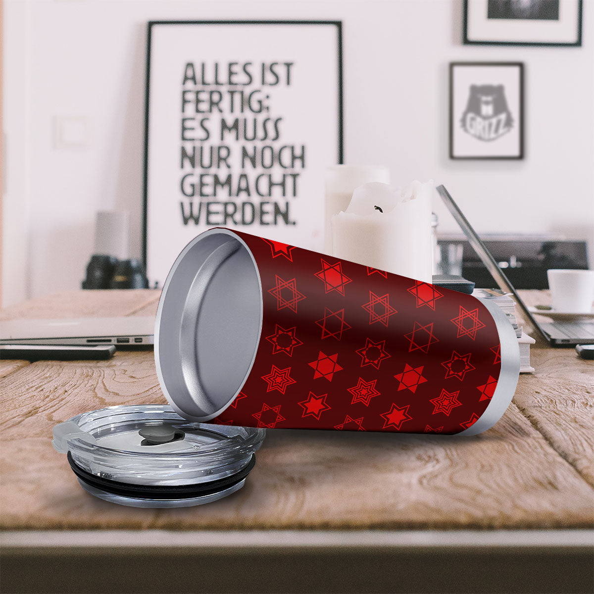 Star Of David Geometric Print Tumbler-grizzshop