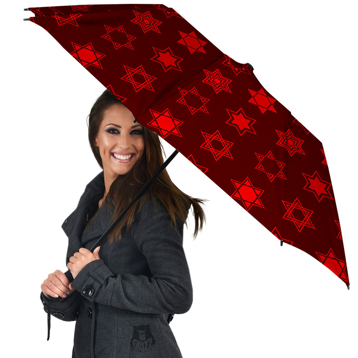 Star Of David Geometric Print Umbrella-grizzshop