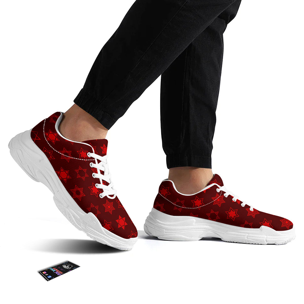 Star Of David Geometric Print White Chunky Shoes-grizzshop