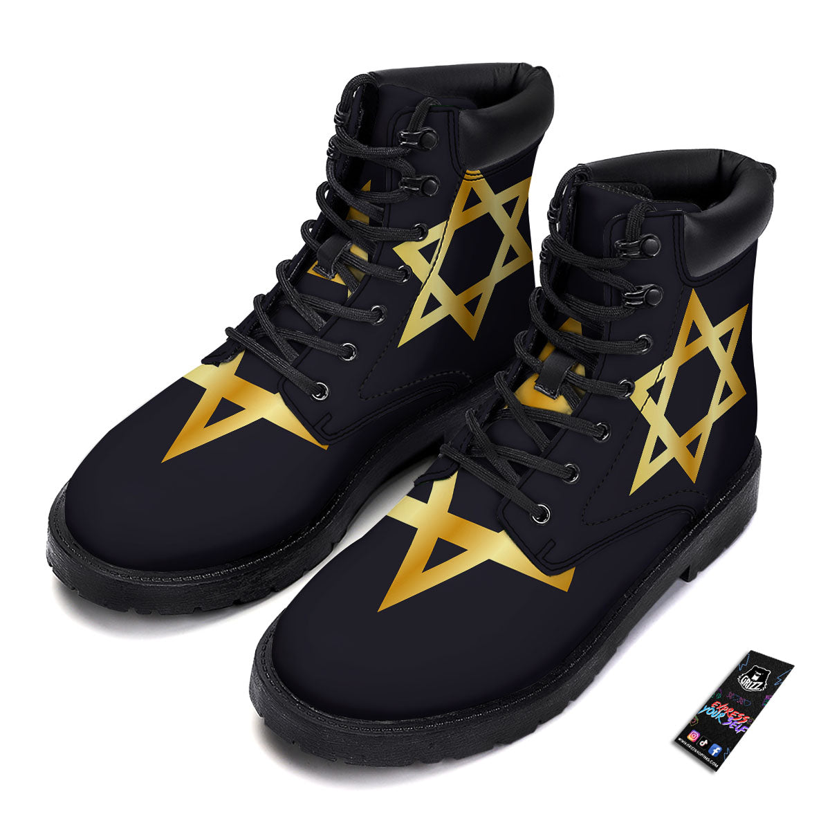 Star Of David Golden Print Boots-grizzshop