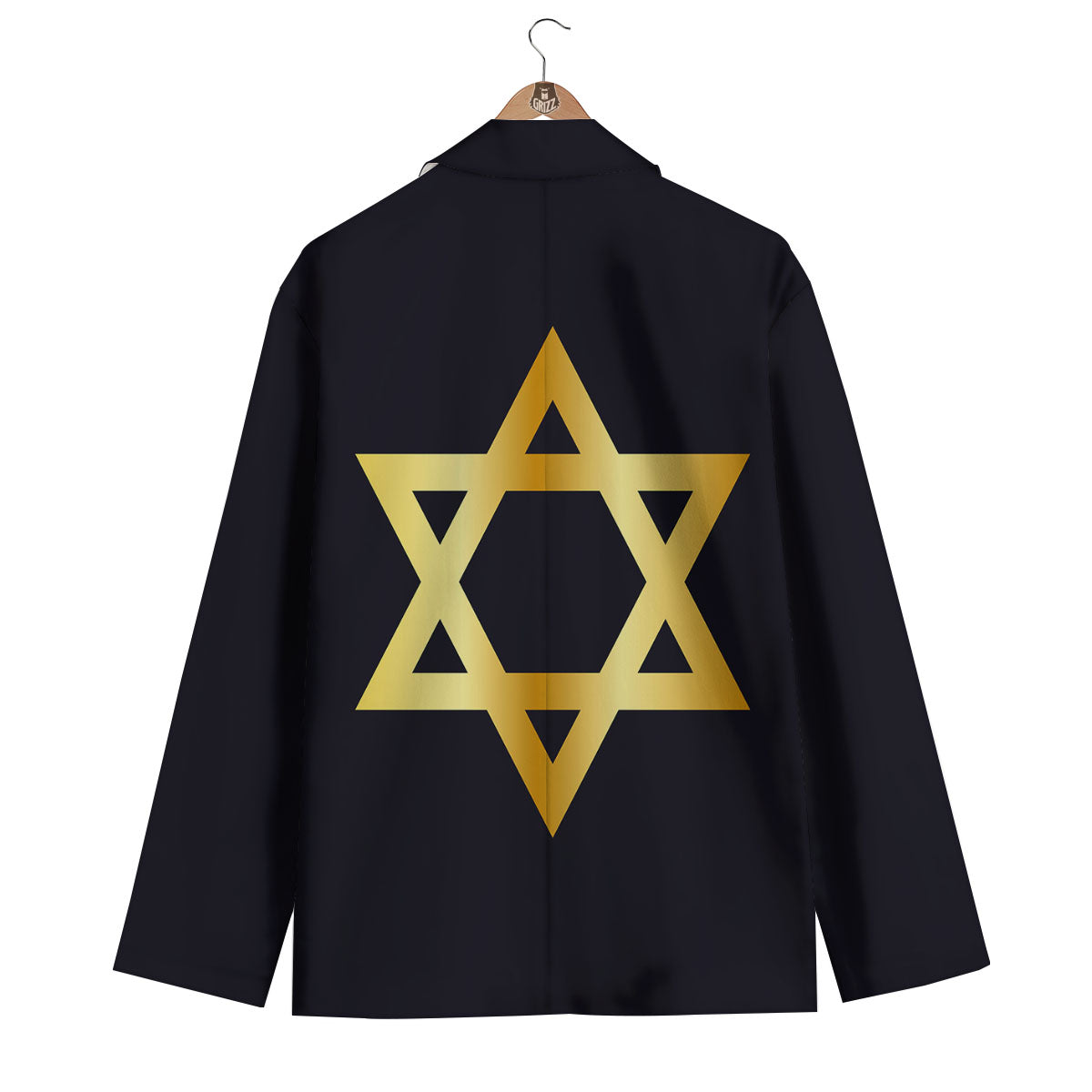 Star Of David Golden Print Men's Blazer-grizzshop