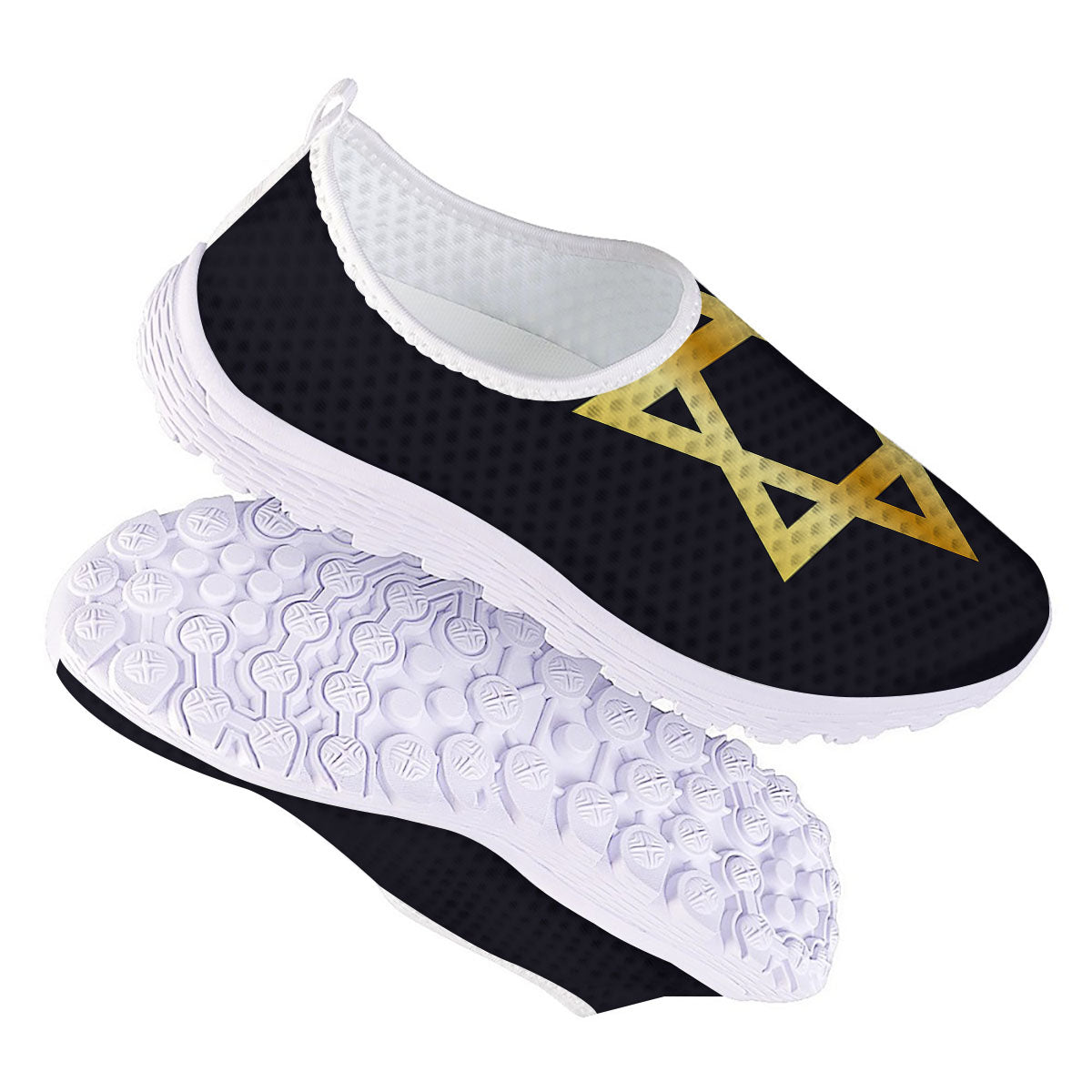 Star Of David Golden Print Nurse Shoes-grizzshop