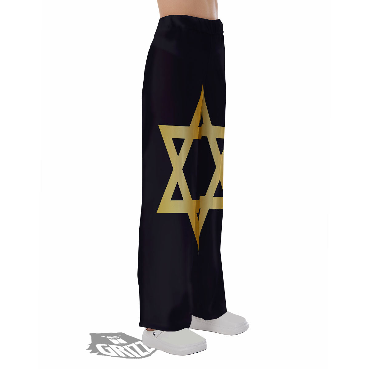 Star Of David Golden Print Pajama Pants-grizzshop