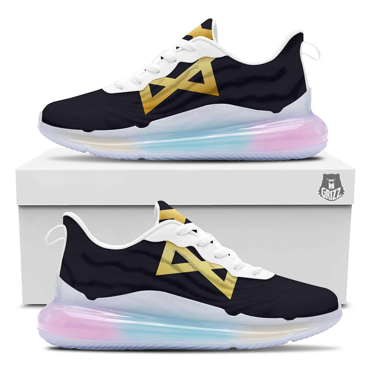 Star Of David Golden Print Running Sneakers-grizzshop