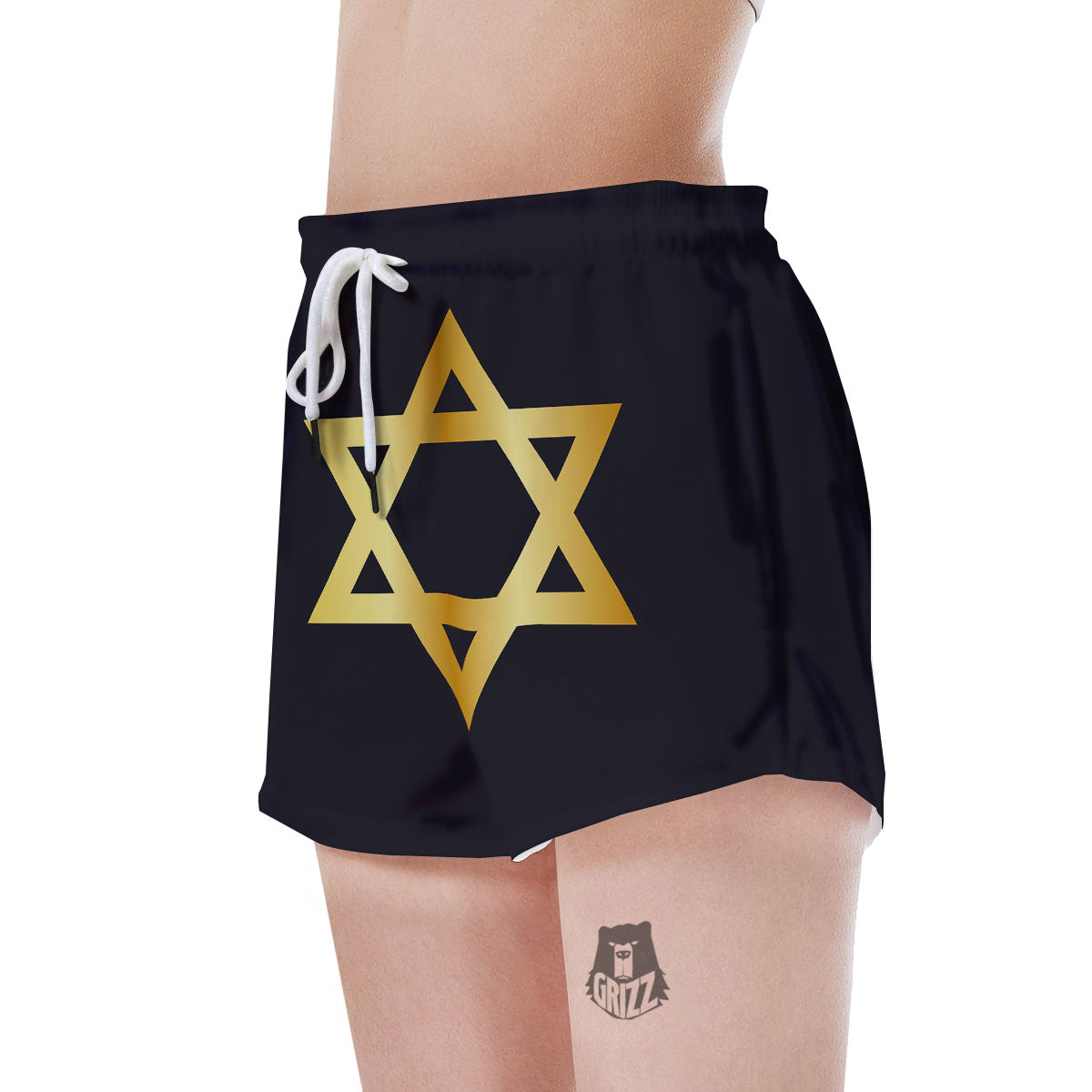 Star Of David Golden Print Women's Shorts-grizzshop